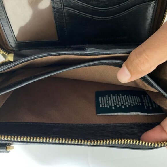 Lauren Ralph Lauren (LRL)Black Leather Women's Crossbody Wallet Clutch Small - Picture 14 of 16